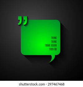 Quotation Mark Frame with Flat style and space for text. Modern template layout for phrases citation, famous quotations, ideas, advertising, printed material and so on.
