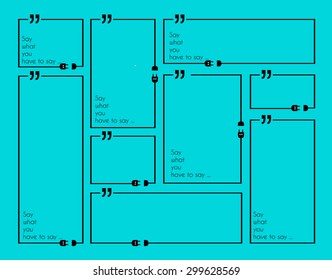 Quotation Mark Frame with Flat style and space for text. Modern template layout for phrases citation, famous quotations, ideas, advertising, printed material and so on.