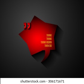 Quotation Mark Frame with Flat style and space for text. Modern template layout for phrases citation, famous quotations, ideas, advertising, printed material and so on.