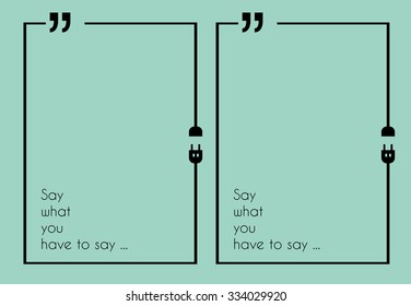 Quotation Mark Frame with Flat style and space for text. Modern template layout for phrases citation, famous quotations, ideas, advertising, printed material and so on.