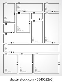 Quotation Mark Frame with Flat style and space for text. Modern template layout for phrases citation, famous quotations, ideas, advertising, printed material and so on.