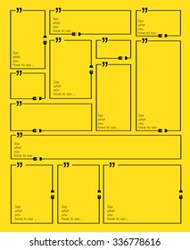 Quotation Mark Frame with Flat style and space for text. Modern template layout for phrases citation, famous quotations, ideas, advertising, printed material and so on.