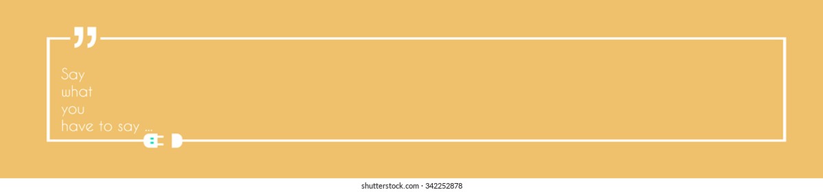 Quotation Mark Frame with Flat style and space for text. Modern template layout for phrases citation, famous quotations, ideas, advertising, printed material and so on.