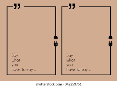 Quotation Mark Frame with Flat style and space for text. Modern template layout for phrases citation, famous quotations, ideas, advertising, printed material and so on.