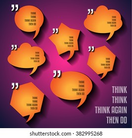 Quotation Mark Frames set with Flat style and space for text. Modern template layout for phrases citation, famous quotations, ideas, advertising, printed material and so on.