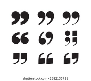 Quotation mark icon collection on white background
