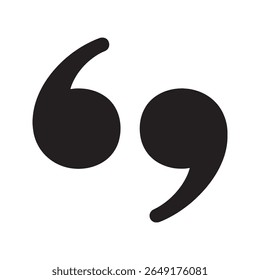 Quotation mark icon for a direct quote from a speech a citation in a text or a testimonial from a customer for a review vector solid glyph icon
