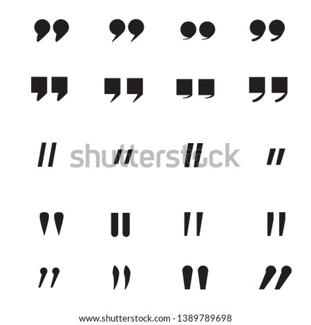 Quotation Mark icon on white background. flat style. Quotation Mark icon for your web site design, logo, app, UI. set double quotes symbol. quotes sign. 