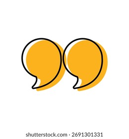 Ícone de aspas representando diálogo, aspas e fala, adequado para projetos de design de comunicação, escrita, mídia e mídia social