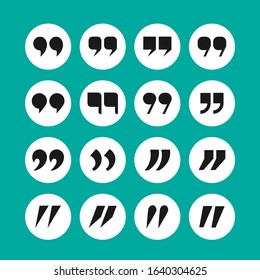 Quotation mark icon set. Vector illustration.