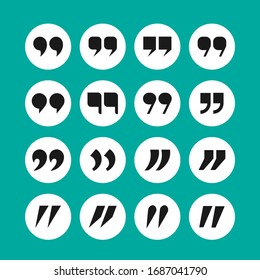 Quotation mark icon set. Vector illustration.