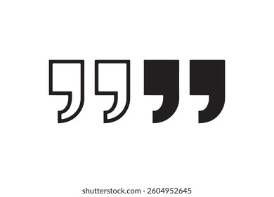 Quotation mark icons in black and white Vector