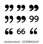 Quotation mark icons. Quotation marks different shapes symbol punctuation writing retro typography icon