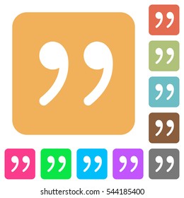 Quotation mark icons on rounded square vivid color backgrounds.