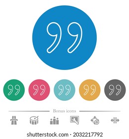 La marca de cotización muestra los iconos blancos planos en los fondos de color redondeado. 6 iconos de bonificación incluidos.