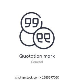 quotation mark outline icon. isolated line vector illustration from general collection. editable thin stroke quotation mark icon on white background
