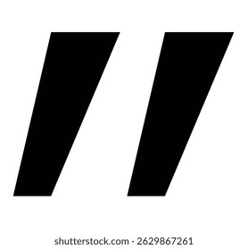 Quotation mark sign diamond font letter abstract minimalist geometric shapes black and white Quotation mark icon