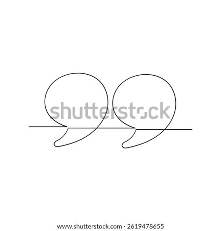  Quotation mark sign and symbol continuous line drawing