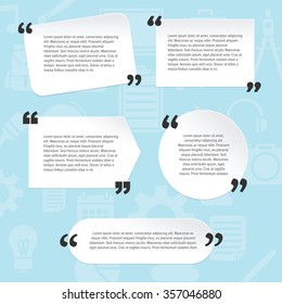 Quotation Mark speech bubble blank template with blue background