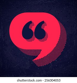 Quotation Mark Speech Bubble. Blue Grunge Background Texture