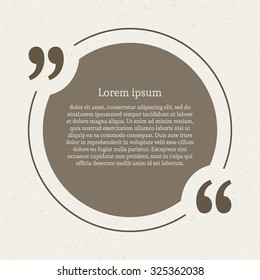 Quotation mark speech bubble. Empty quote blank citation template. Circle design element for business card, paper sheet, information, note, message, motivation, comment etc. Vector illustration.