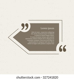 Quotation mark speech bubble. Empty quote blank citation template. Pointer design element for business card, paper sheet, information, note, message, motivation, comment etc. Vector illustration.