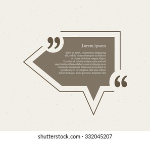 Quotation mark speech bubble. Empty quote blank citation template. Pointer design element for business card, paper sheet, information, note, message, motivation, comment etc. Vector illustration.