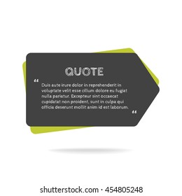 Quotation mark speech bubble. Empty quote blank citation template. Rectangle design element for business card, paper sheet, information, note, message, motivation, comment etc. Vector illustration.
