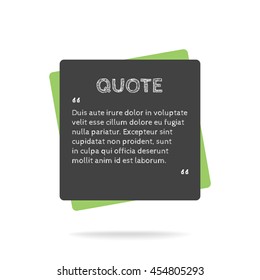 Quotation mark speech bubble. Empty quote blank citation template. Square design element for business card, paper sheet, information, note, message, motivation, comment etc. Vector illustration.