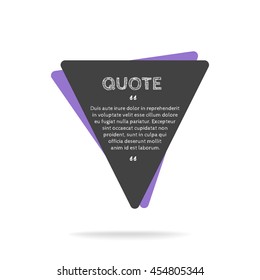 Quotation mark speech bubble. Empty quote blank citation template. Square design element for business card, paper sheet, information, note, message, motivation, comment etc. Vector illustration.