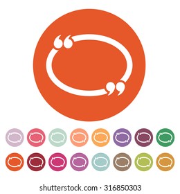 The Quotation Mark Speech Bubble icon. Quotes, citation, opinion symbol. Flat Vector illustration Button Set