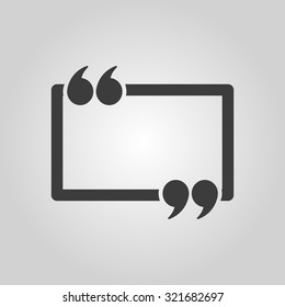 The Quotation Mark Speech Bubble icon. Quotes, citation, opinion symbol. Flat Vector illustration