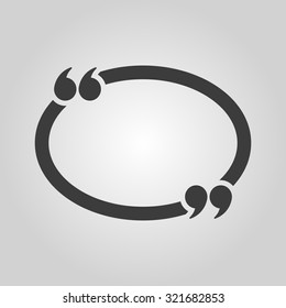 The Quotation Mark Speech Bubble icon. Quotes, citation, opinion symbol. Flat Vector illustration