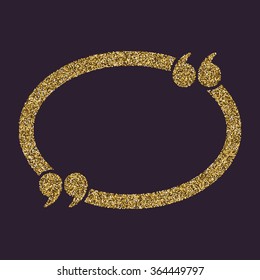 The Quotation Mark Speech Bubble icon. Quotes, citation, opinion symbol. Gold sparkles and glitter Vector illustration
