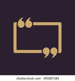 The Quotation Mark Speech Bubble icon. Quotes, citation, opinion symbol. Flat Vector illustration