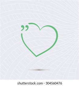 Quotation Mark Speech Bubble with love heart. Quote sign icon. vector illustration