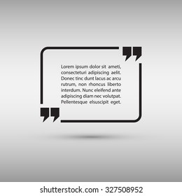 Quotation mark speech bubble on gray background.Quote sign icon. Vector illustration.