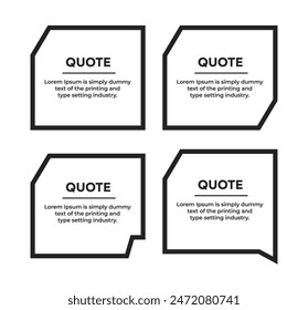 Quotation Mark Speech text box frame in outline shapes with quote marks vector illustration