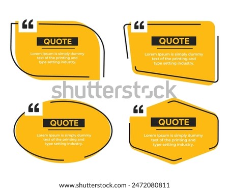 Quotation Mark Speech text box frame in geometric outline shapes set vector illustration