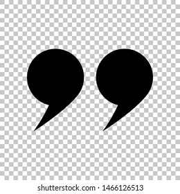 Quotation Mark Symbol. Black icon on transparent background. Illustration.
