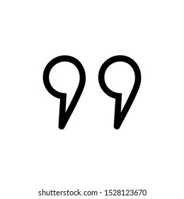 Quotation mark symbol. Double quotes at the end of words Quote sign Icon Isolated on White Background