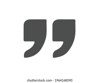 Quotation mark symbol. Double quotes at the end of words Quote sign Icon Isolated on White Background