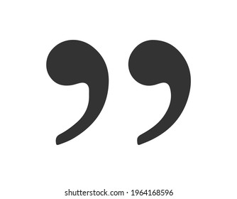 Quotation mark symbol. Double quotes at the end of words Quote sign Icon Isolated on White Background