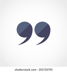 Quotation mark symbol. Double quotes at the end of words Quote sign Icon Isolated on White Background