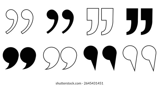 Quotation mark and symbol, testimonial template. Quote icon simple flat icon vector symbol. Marks unique styles for text and design enhancements, letters and numbers. Vector illustration.