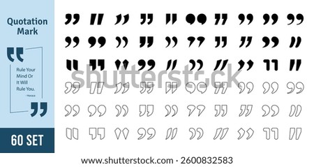 Quotation Mark Vector Set. Typographic Designs Collection of Quote Mark Vector Illustration.