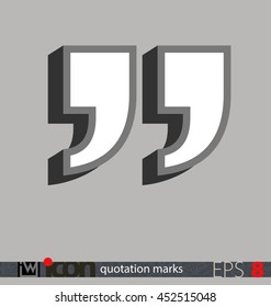 Quotation marks, 3D vector icons for quotes. Uniquely designed angular forms, isolated background. The marks can be colored.