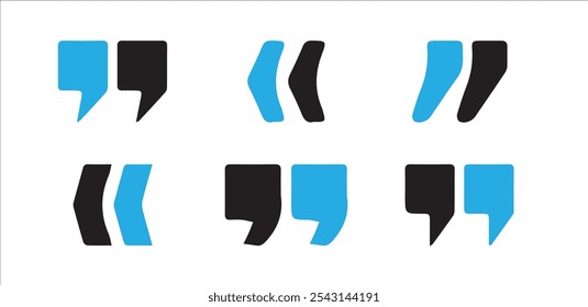 quotation marks colorful isolated vector icon set.vector illustration eps 10