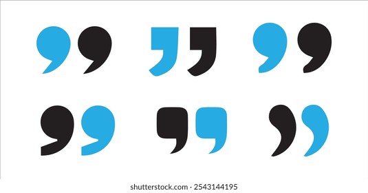 quotation marks colorful isolated vector icon set.vector illustration eps 10