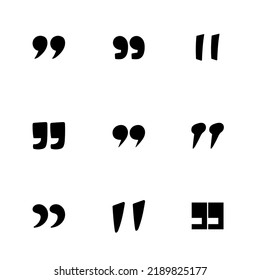 Quotation marks. Comma sign black silhouette, hand drawn quote symbols, speech icons set, comment or punctuation, vector isolated illustration